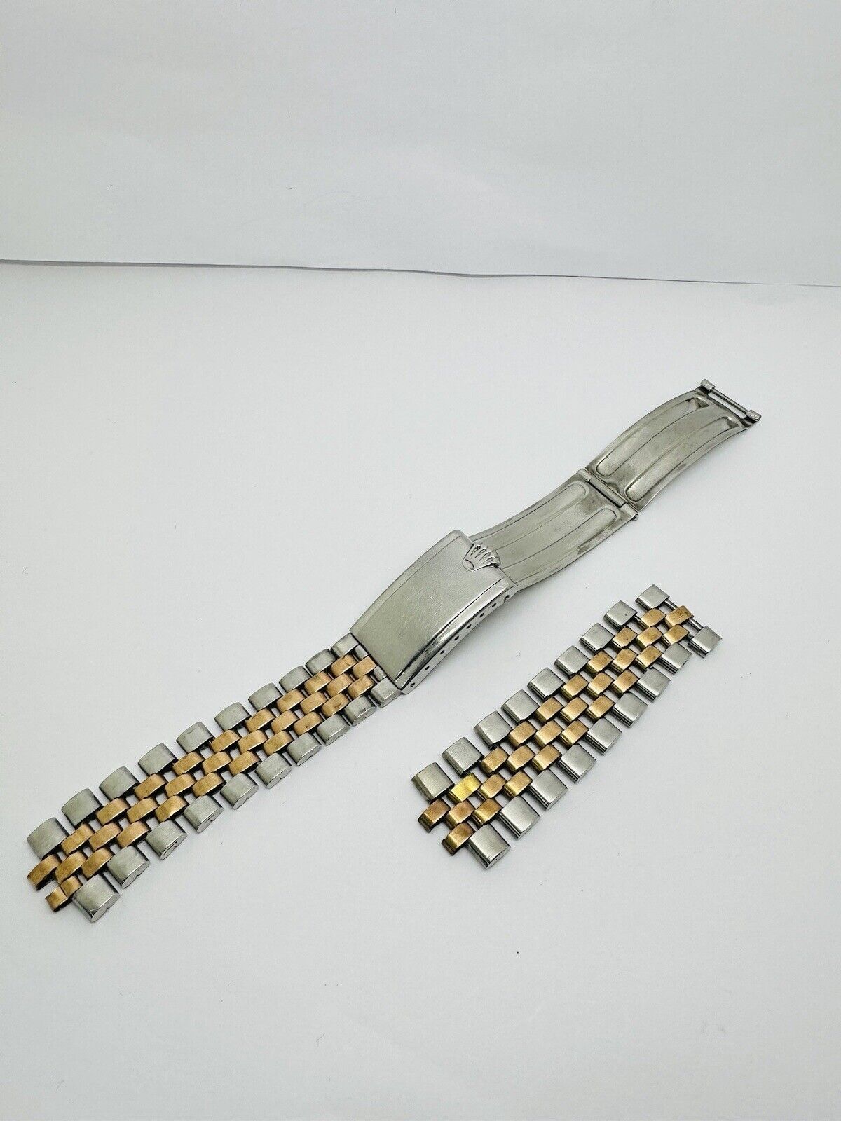 Vintage Rolex Jubilee Stainless Steel & Pink Gold Bracelet Without End Links.