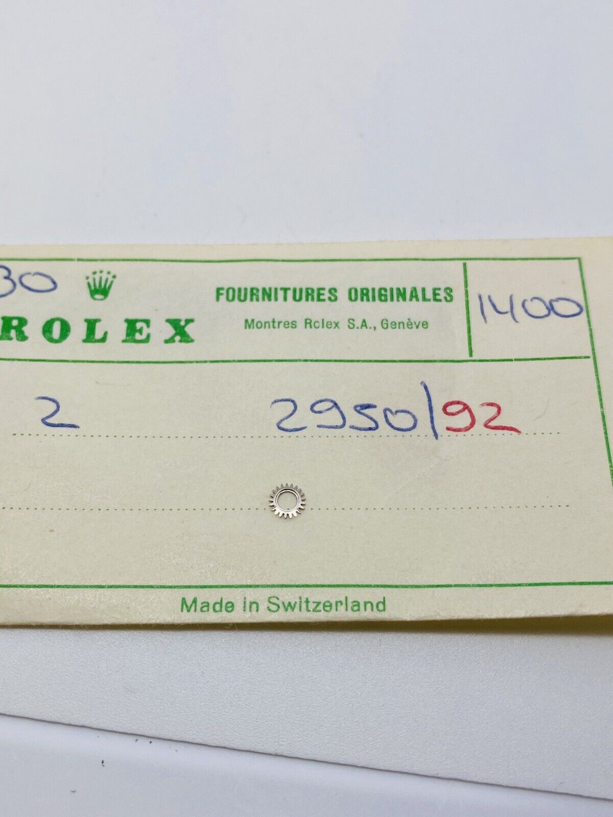 Brand New Rolex Crown Wheel Calibre 1400 Part # 2950 Original Open Part