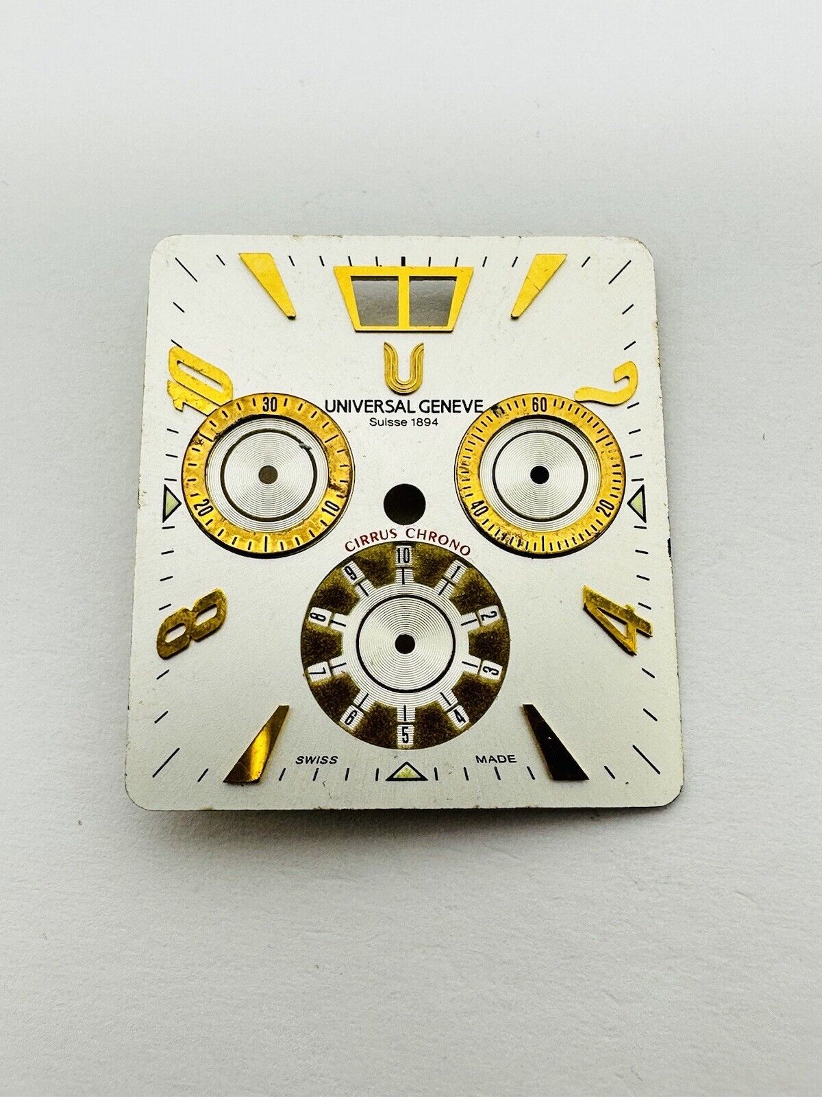 Universal Geneve Cirrus Chrono Quartz Chronograph Panoramic Date Original Dial.