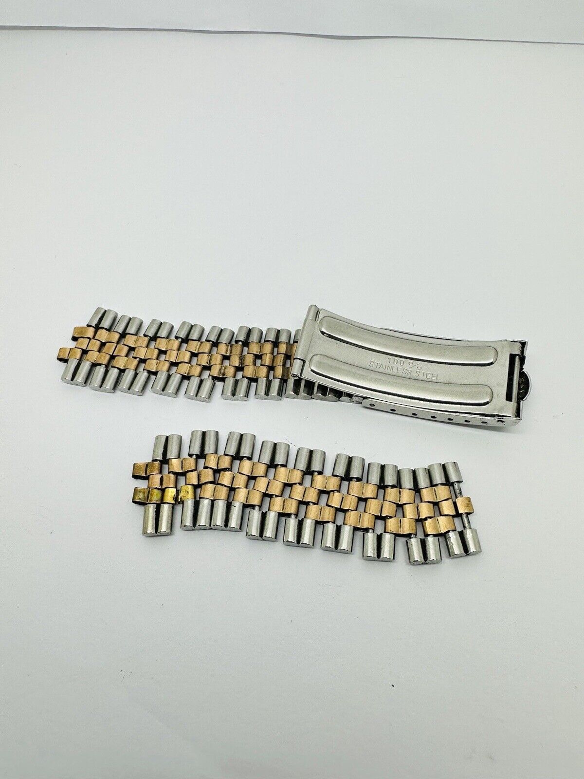 Vintage Rolex Jubilee Stainless Steel & Pink Gold Bracelet Without End Links.