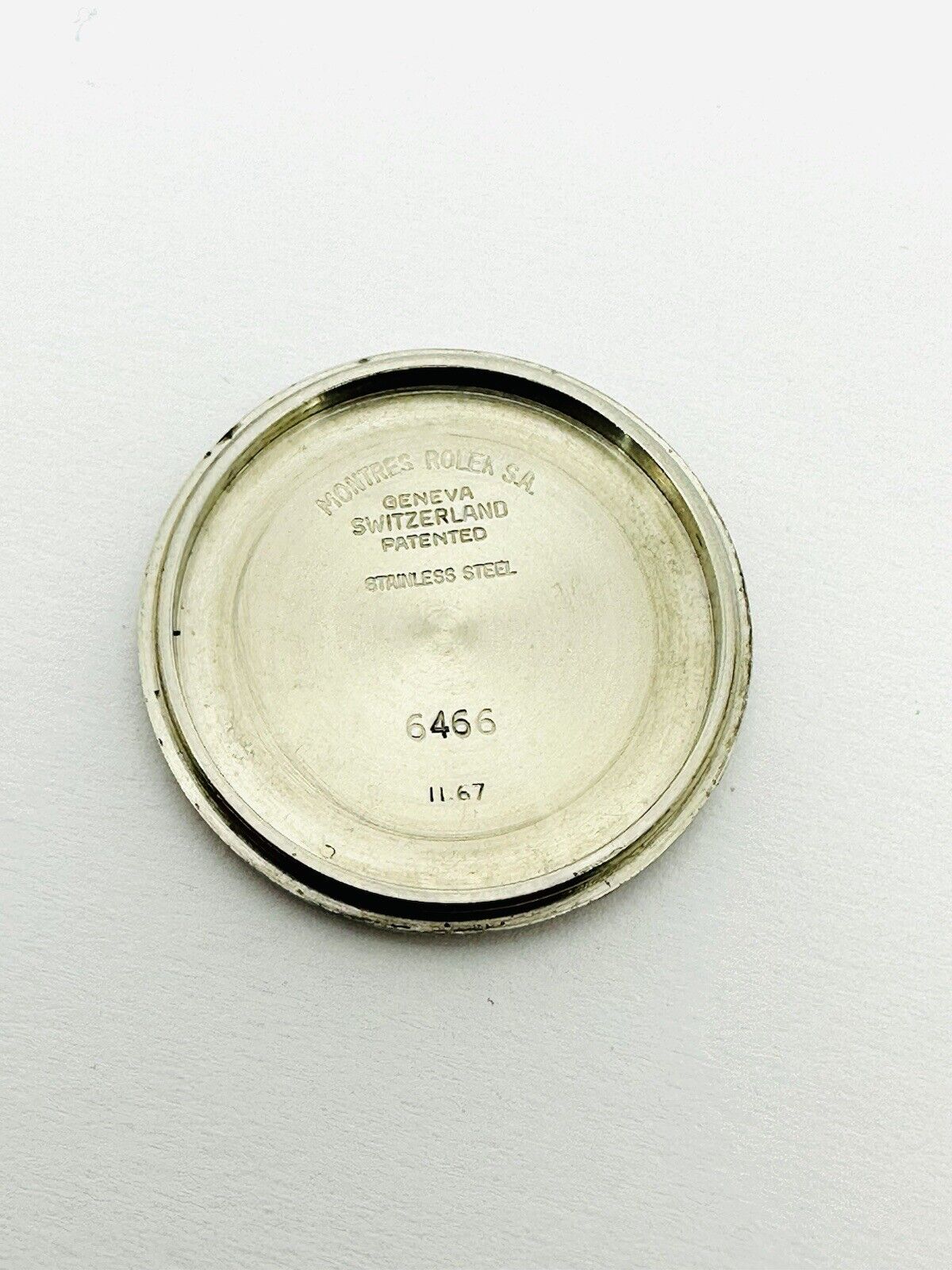 Vintage Rolex Oysterdate Precision Stainless Steel 1967 Case Back Reference 6466