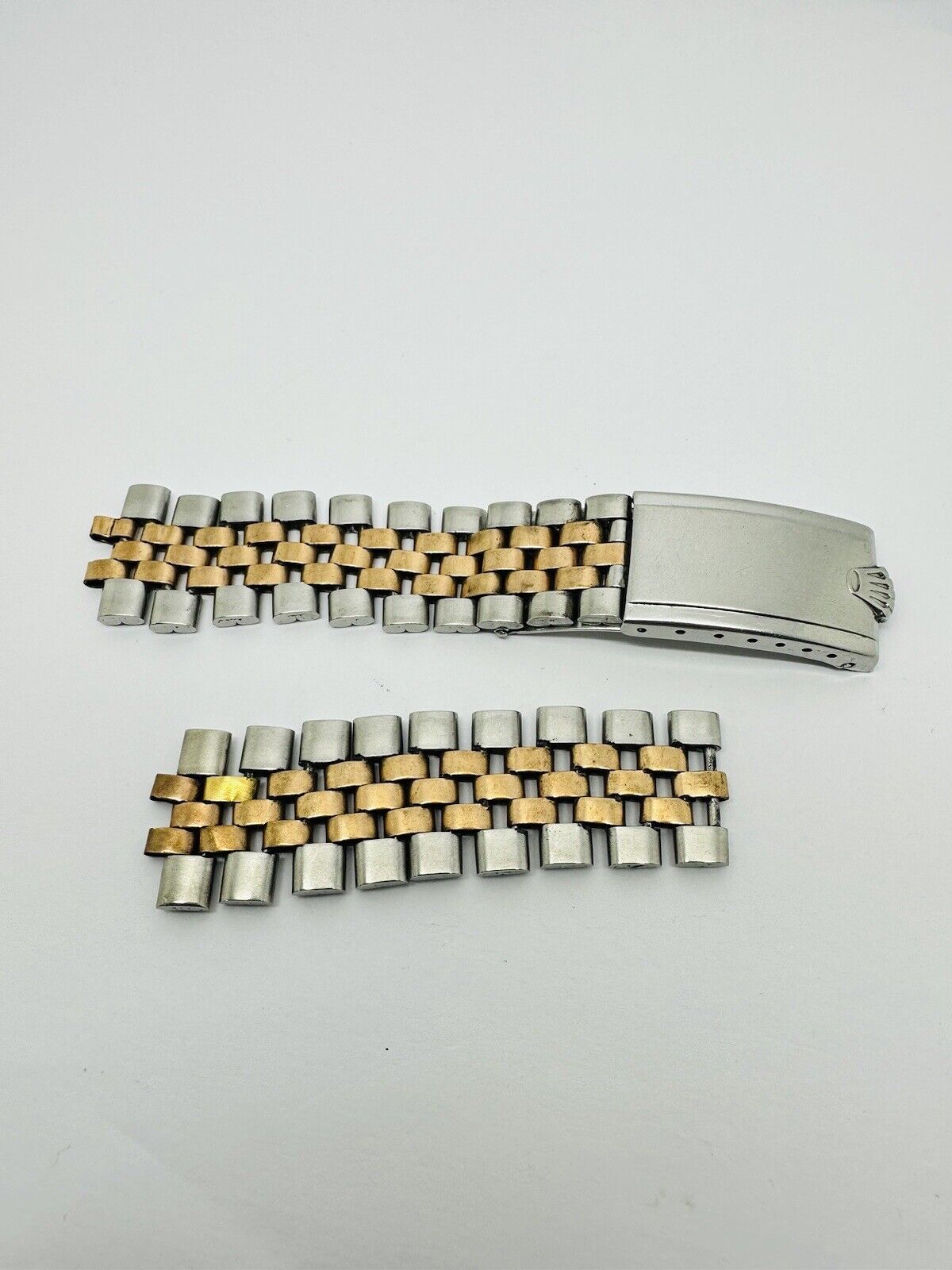 Vintage Rolex Jubilee Stainless Steel & Pink Gold Bracelet Without End Links.