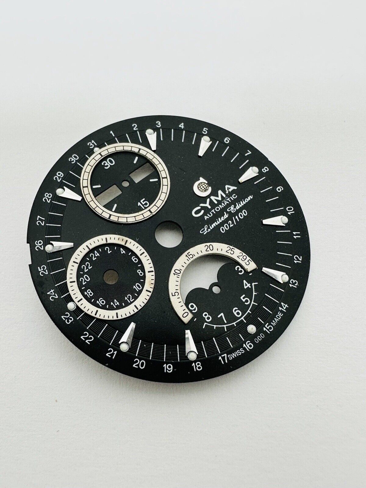 Cyma Automatic Chronograph Limited Edition Original Black Dial Size 32mm.