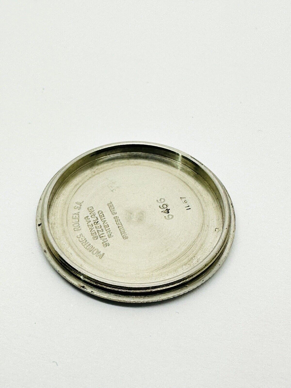 Vintage Rolex Oysterdate Precision Stainless Steel 1967 Case Back Reference 6466