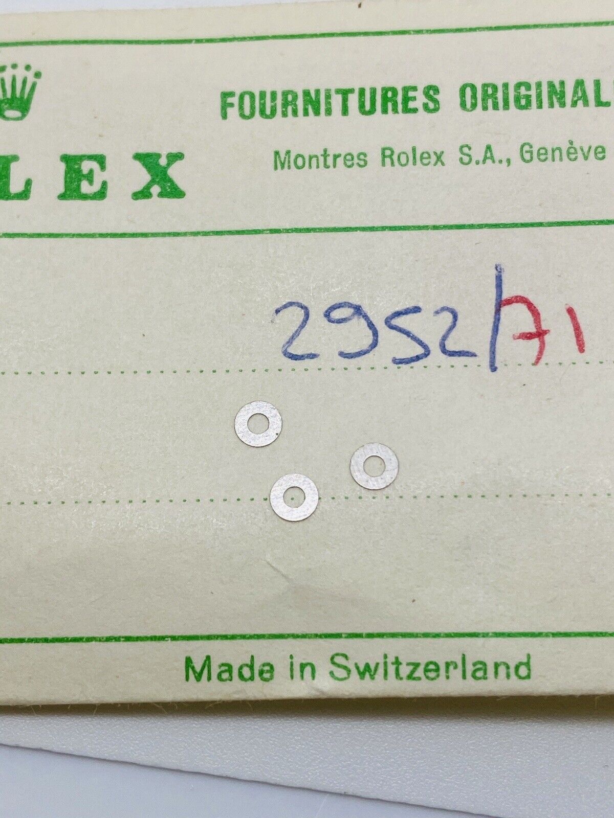 Brand New Rolex 3 Crown Wheel Seating Calibre 1400 Part# 2952 Orig. Open Part