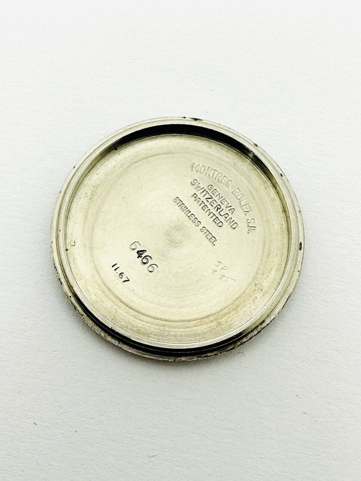 Vintage Rolex Oysterdate Precision Stainless Steel 1967 Case Back Reference 6466