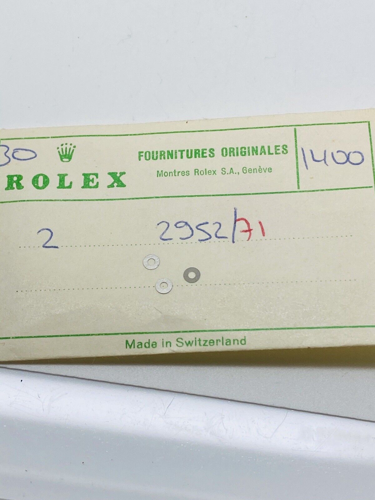 Brand New Rolex 3 Crown Wheel Seating Calibre 1400 Part# 2952 Orig. Open Part