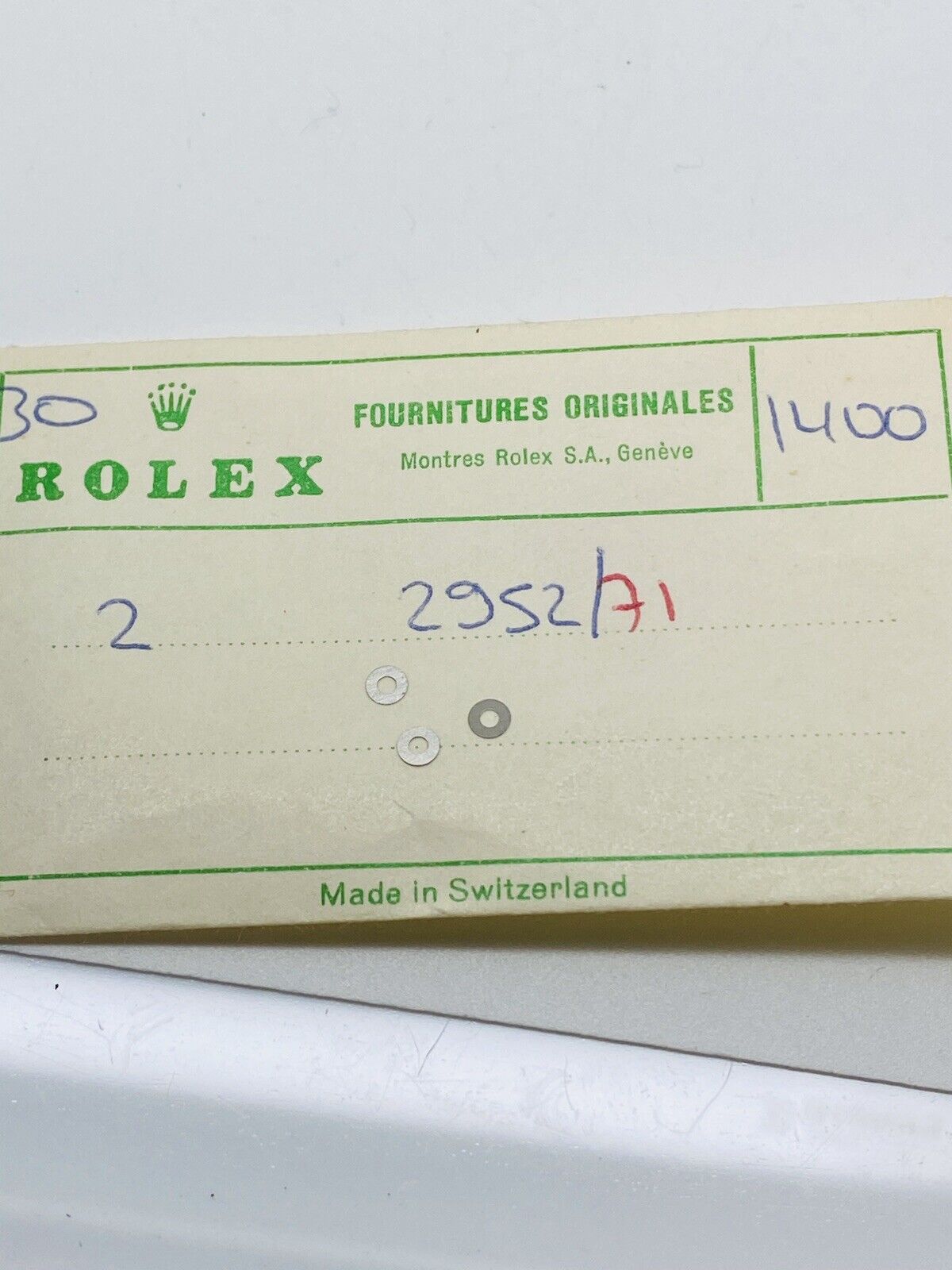 Brand New Rolex 3 Crown Wheel Seating Calibre 1400 Part# 2952 Orig. Open Part