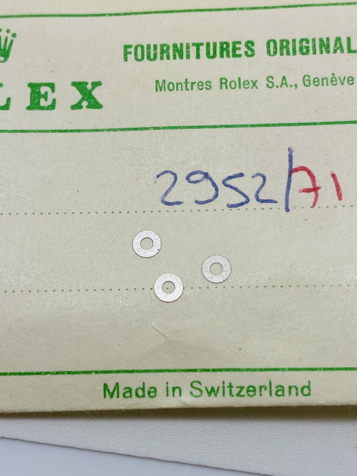 Brand New Rolex 3 Crown Wheel Seating Calibre 1400 Part# 2952 Orig. Open Part