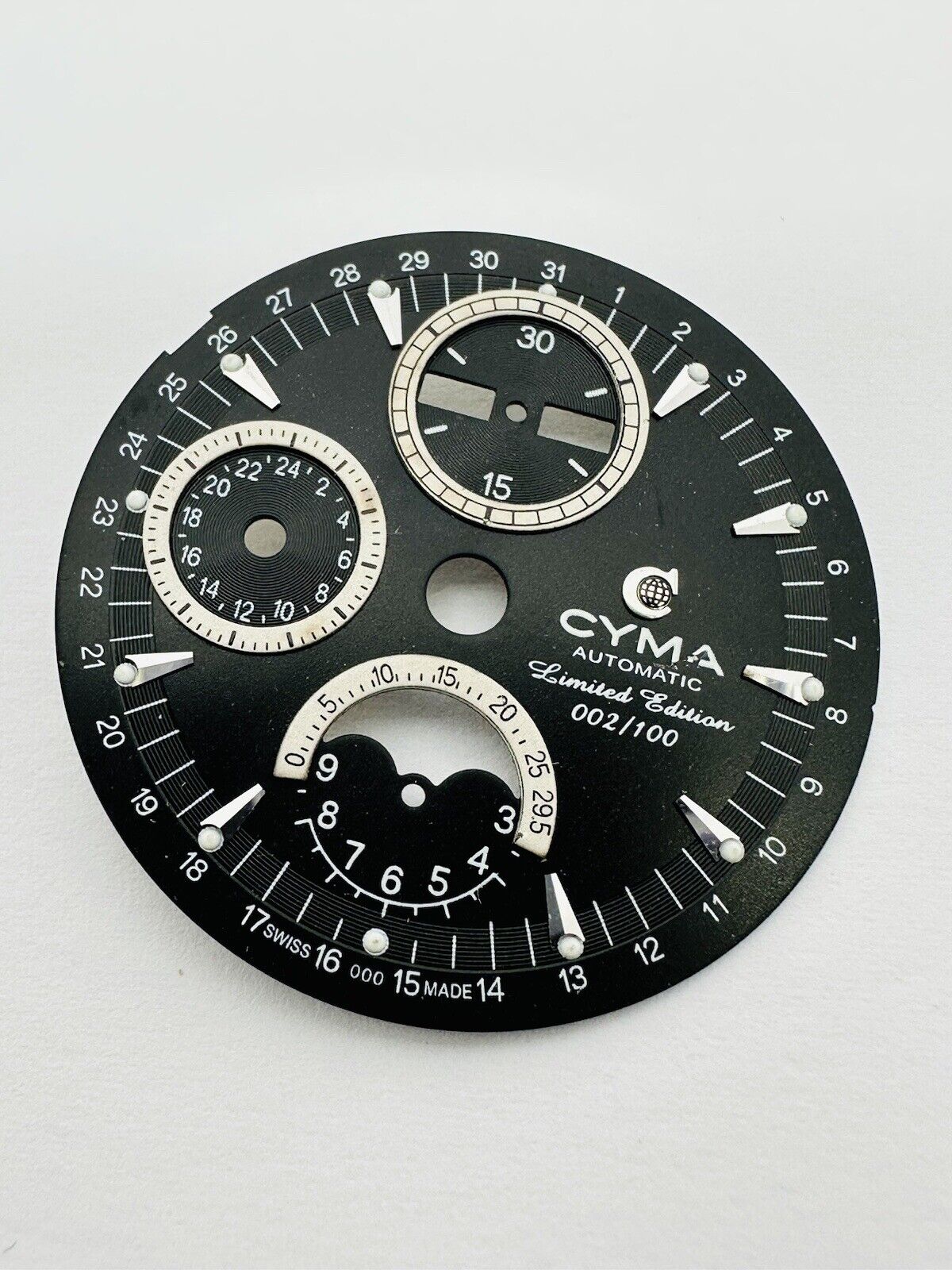 Cyma Automatic Chronograph Limited Edition Original Black Dial Size 32mm.