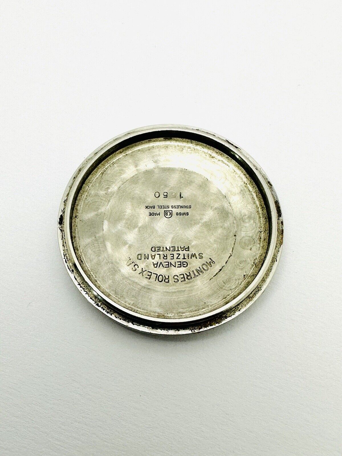 Vintage Rolex Oyster Perpetual Date Stainless Steel Case Back Reference 1550.