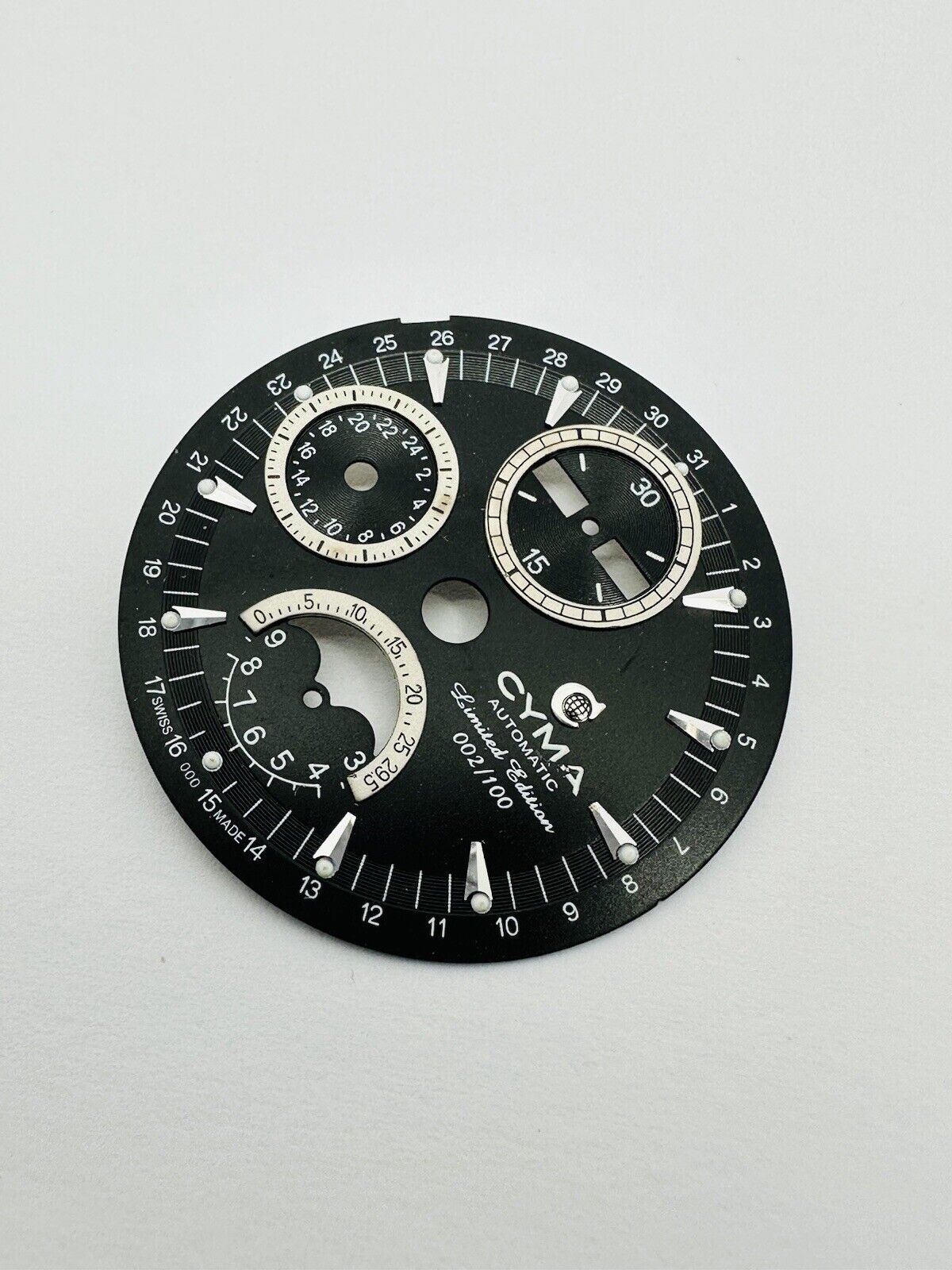 Cyma Automatic Chronograph Limited Edition Original Black Dial Size 32mm.
