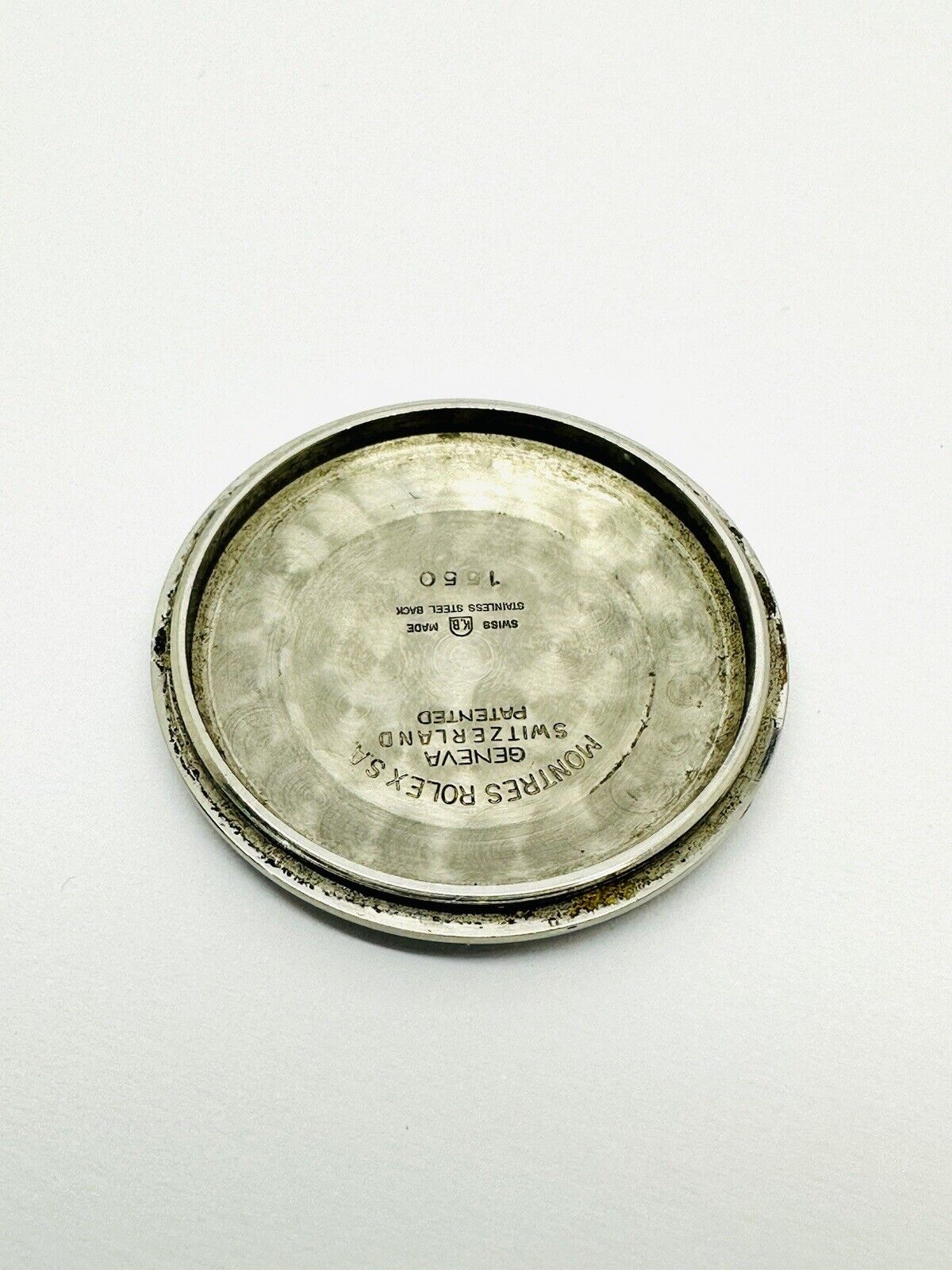 Vintage Rolex Oyster Perpetual Date Stainless Steel Case Back Reference 1550.
