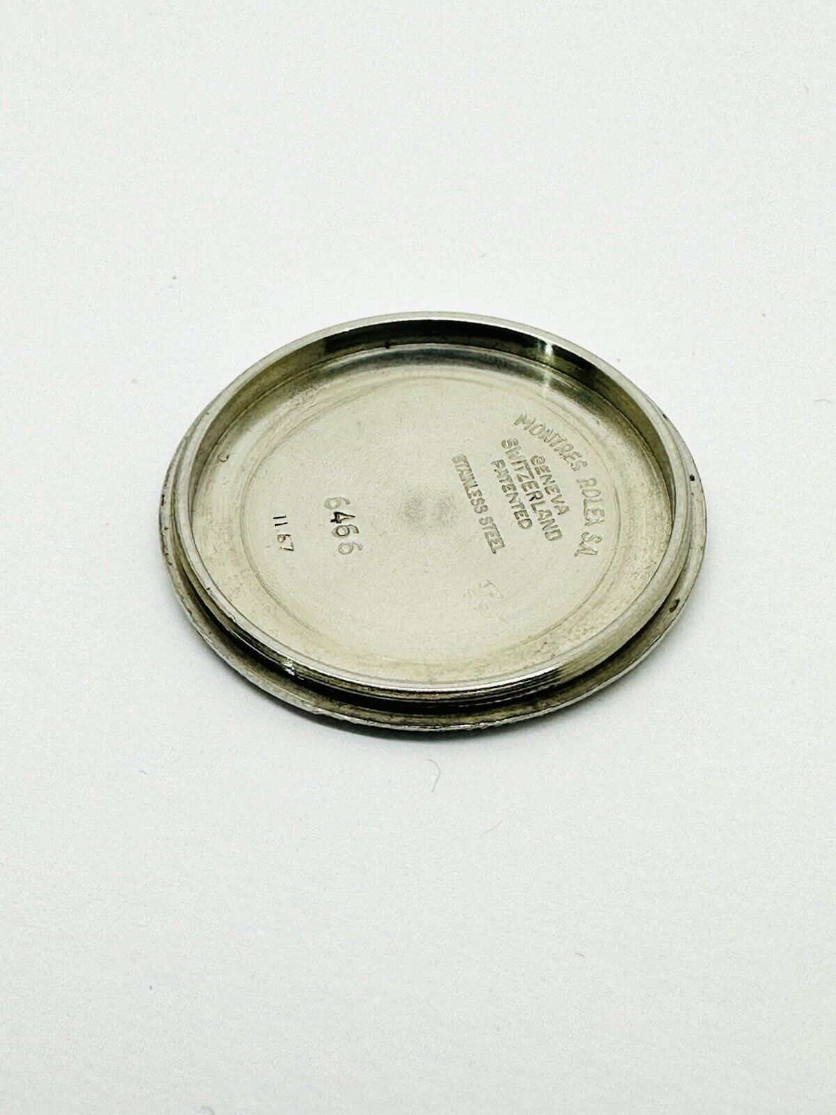 Vintage Rolex Oysterdate Precision Stainless Steel 1967 Case Back Reference 6466