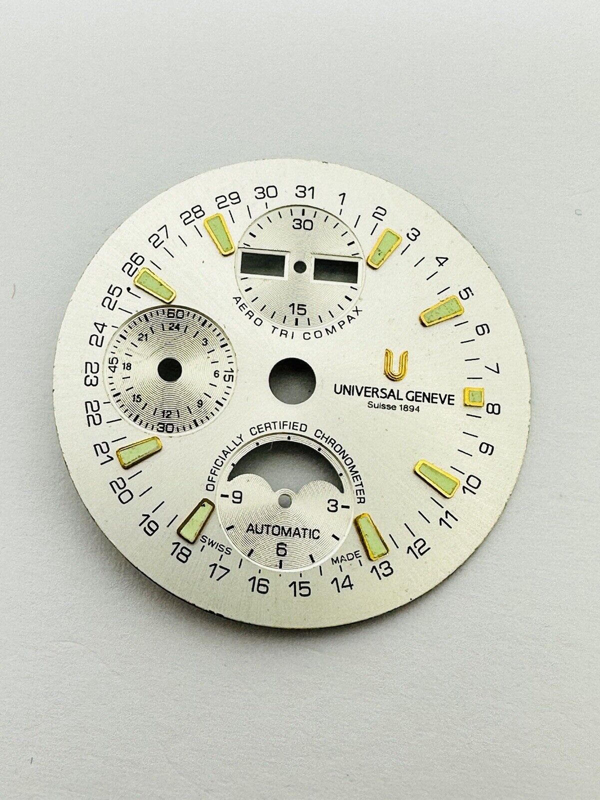 Universal Geneve Tri Compax Automatic Chronometer Original Dial Size 32mm.