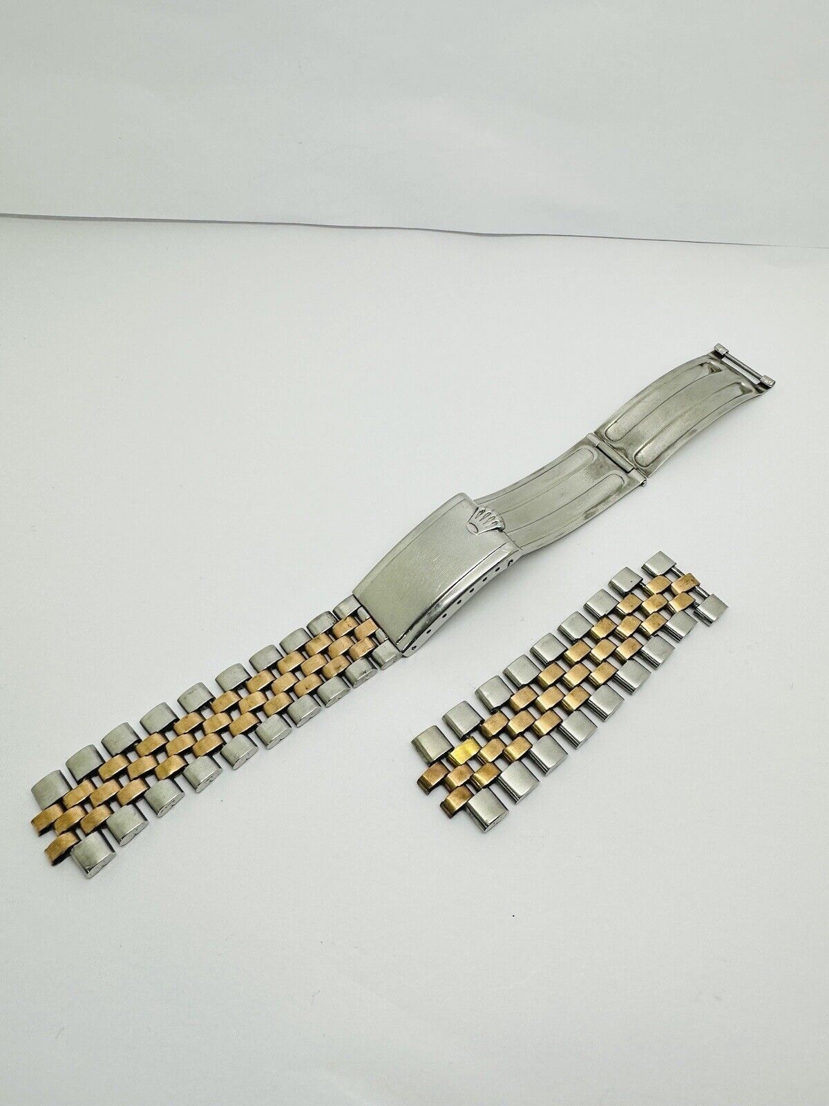 Vintage Rolex Jubilee Stainless Steel & Pink Gold Bracelet Without End Links.