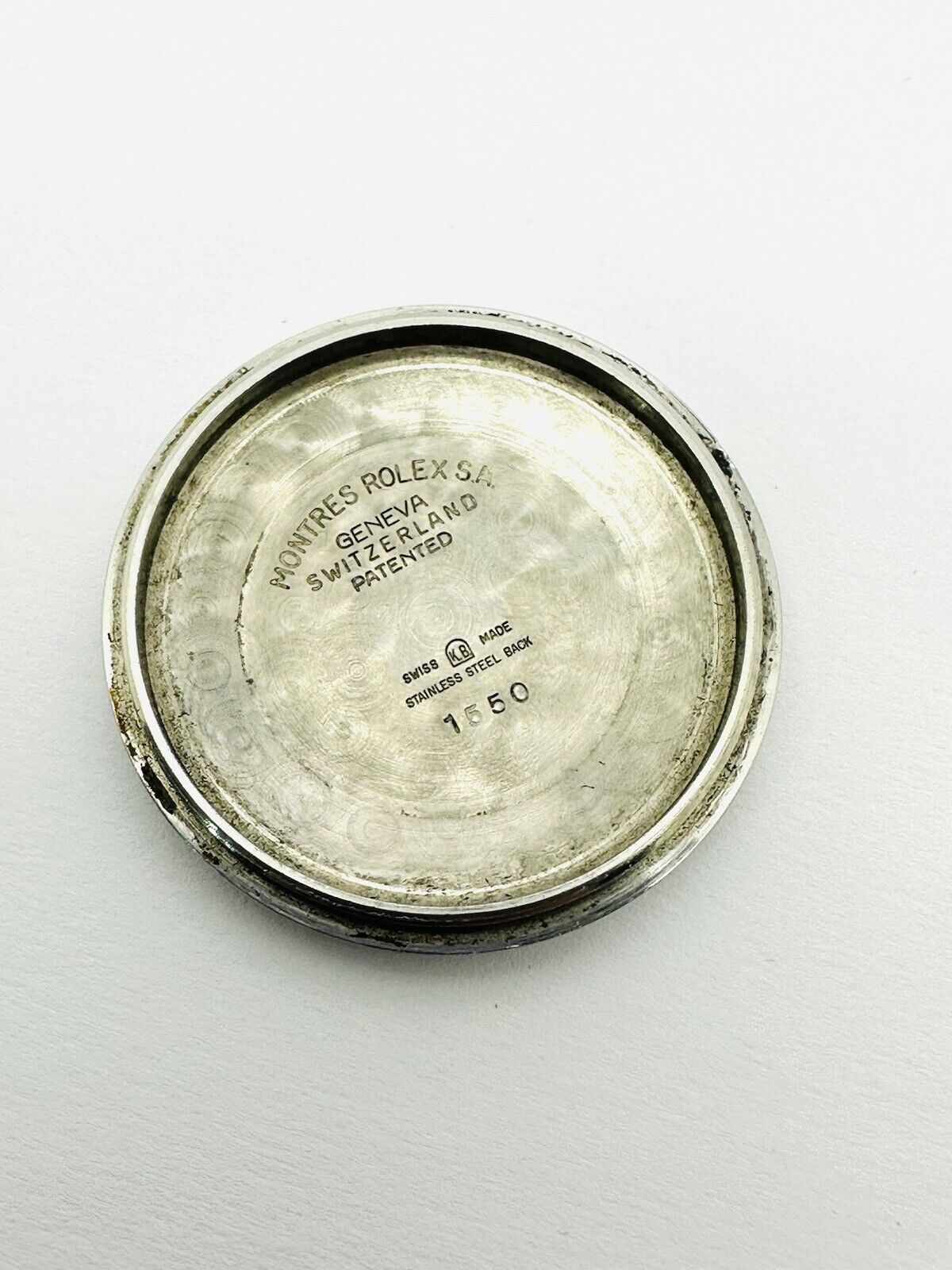 Vintage Rolex Oyster Perpetual Date Stainless Steel Case Back Reference 1550.