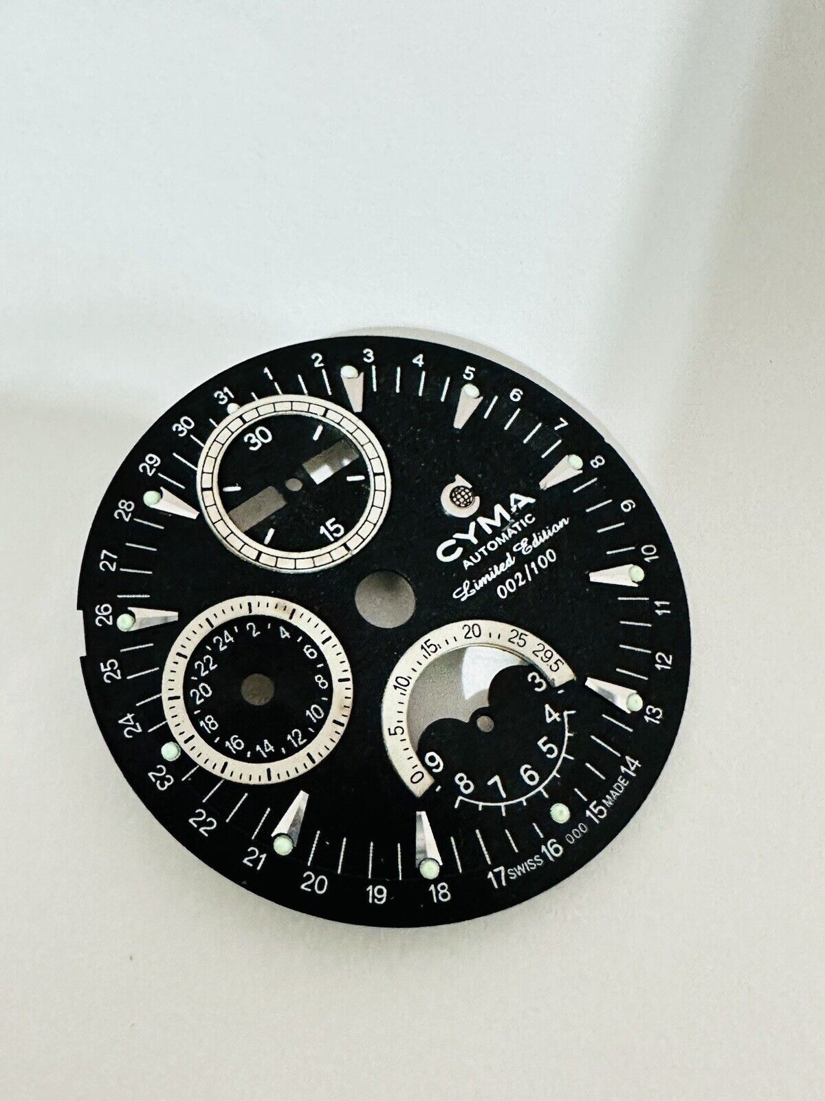 Cyma Automatic Chronograph Limited Edition Original Black Dial Size 32mm.