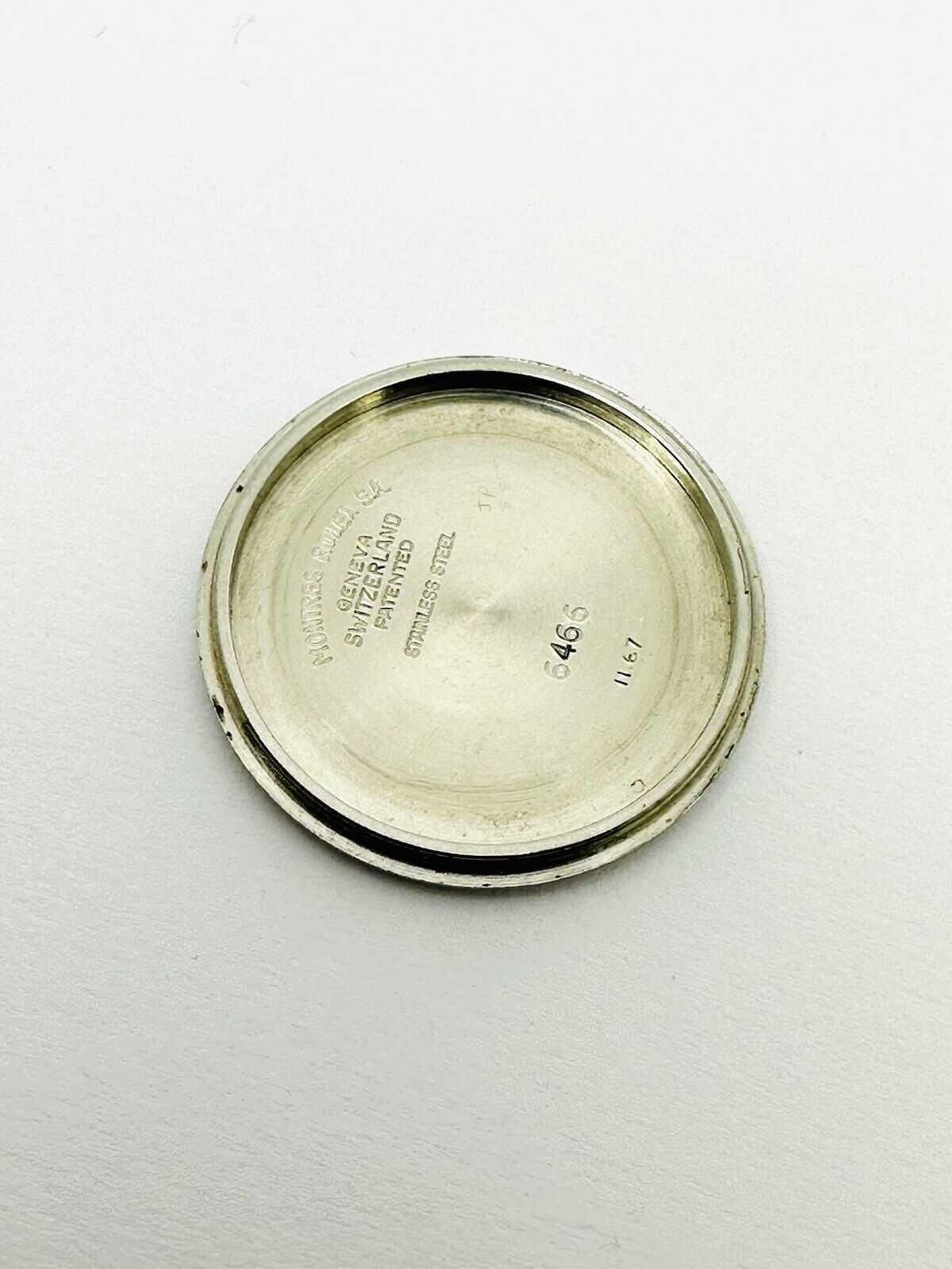 Vintage Rolex Oysterdate Precision Stainless Steel 1967 Case Back Reference 6466