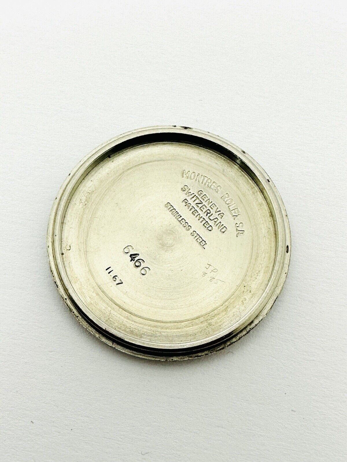 Vintage Rolex Oysterdate Precision Stainless Steel 1967 Case Back Reference 6466