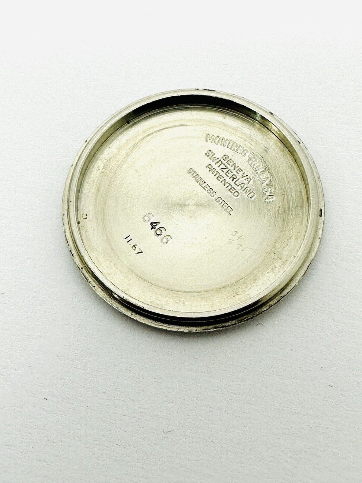 Vintage Rolex Oysterdate Precision Stainless Steel 1967 Case Back Reference 6466