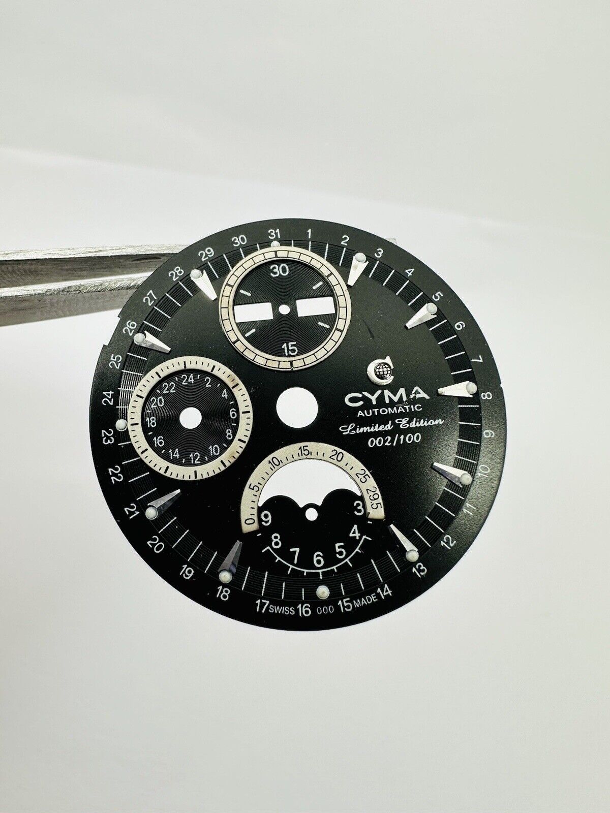 Cyma Automatic Chronograph Limited Edition Original Black Dial Size 32mm.