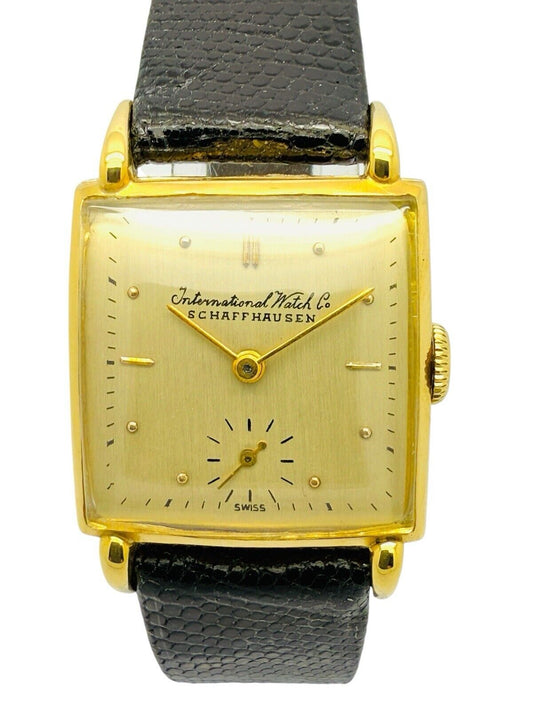 Vintage Rare IWC Sub Second 18ct Gold 1947 Square Face Fancy Lugs Wrist Watch