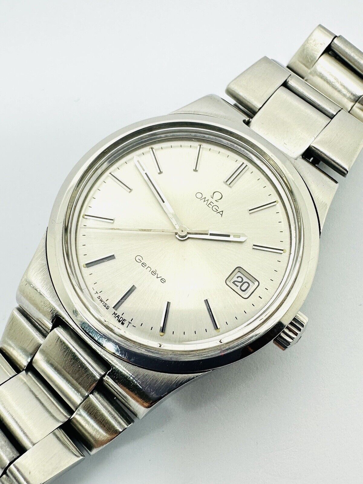 Vintage Omega Geneve Date 36mm 1972 Cal. 1030 Stainless Steel Ref. 136 0103