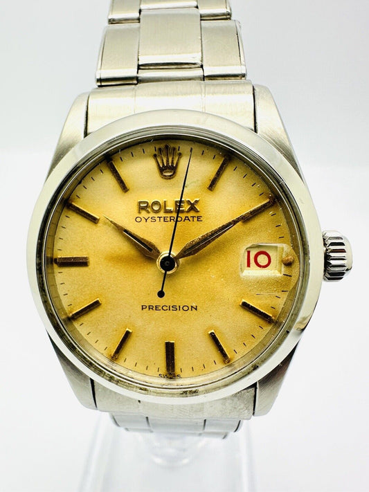 Vintage Rolex Oysterdate Precision 1958 Stainless Steel 30mm Reference 6466.