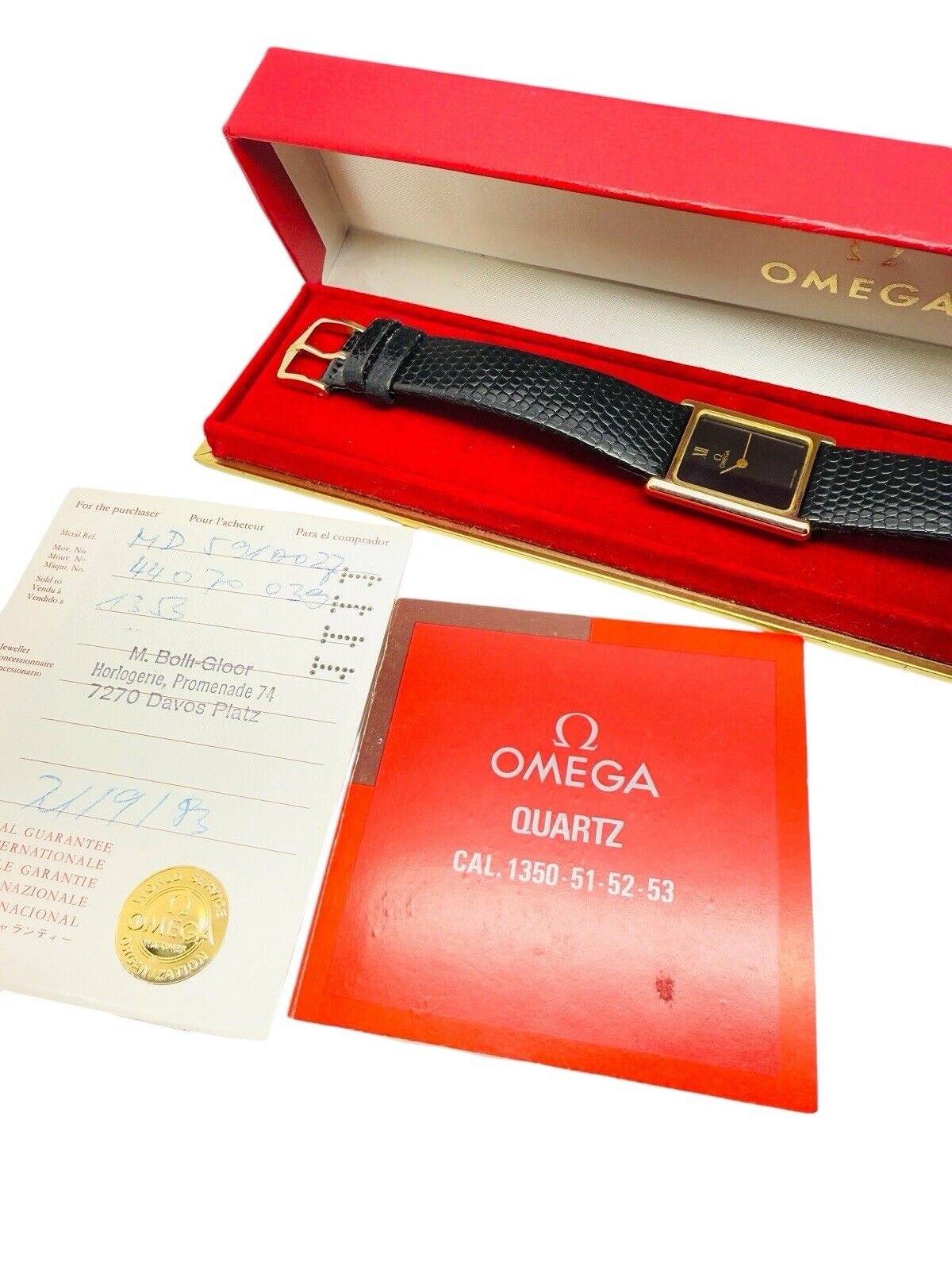 Vintage Omega Gold Plated Quartz 1983 Dress Watch With Box & Papers Ref.591.0027