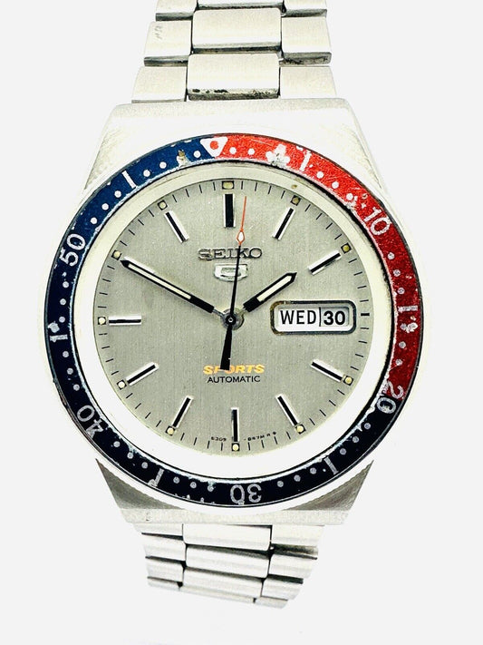 Vintage Seiko 5 Sports Automatic Day-Date 1983 Cal. 6309A SS 6309-8360.