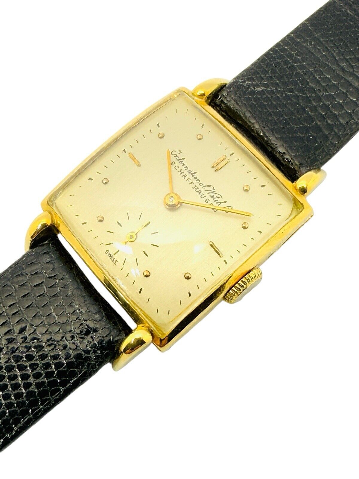 Vintage Rare IWC Sub Second 18ct Gold 1947 Square Face Fancy Lugs Wrist Watch