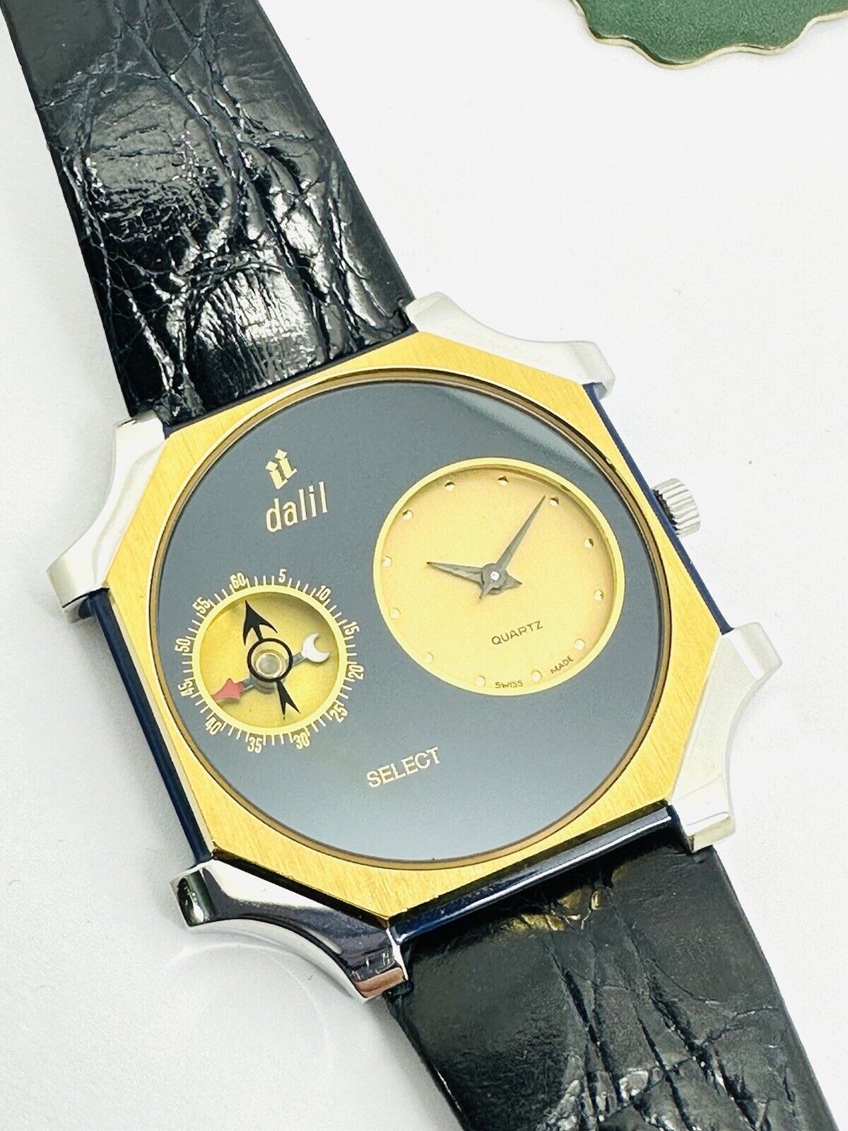 NOS Vintage Dalil ⭐- Monte Carlo - Qibla Compass 🧭- Luxury Dress Watch 🤵  - Swiss Quartz 1970's 🇨🇭 --- 99 USD Only - obelusnight - WatchRecon